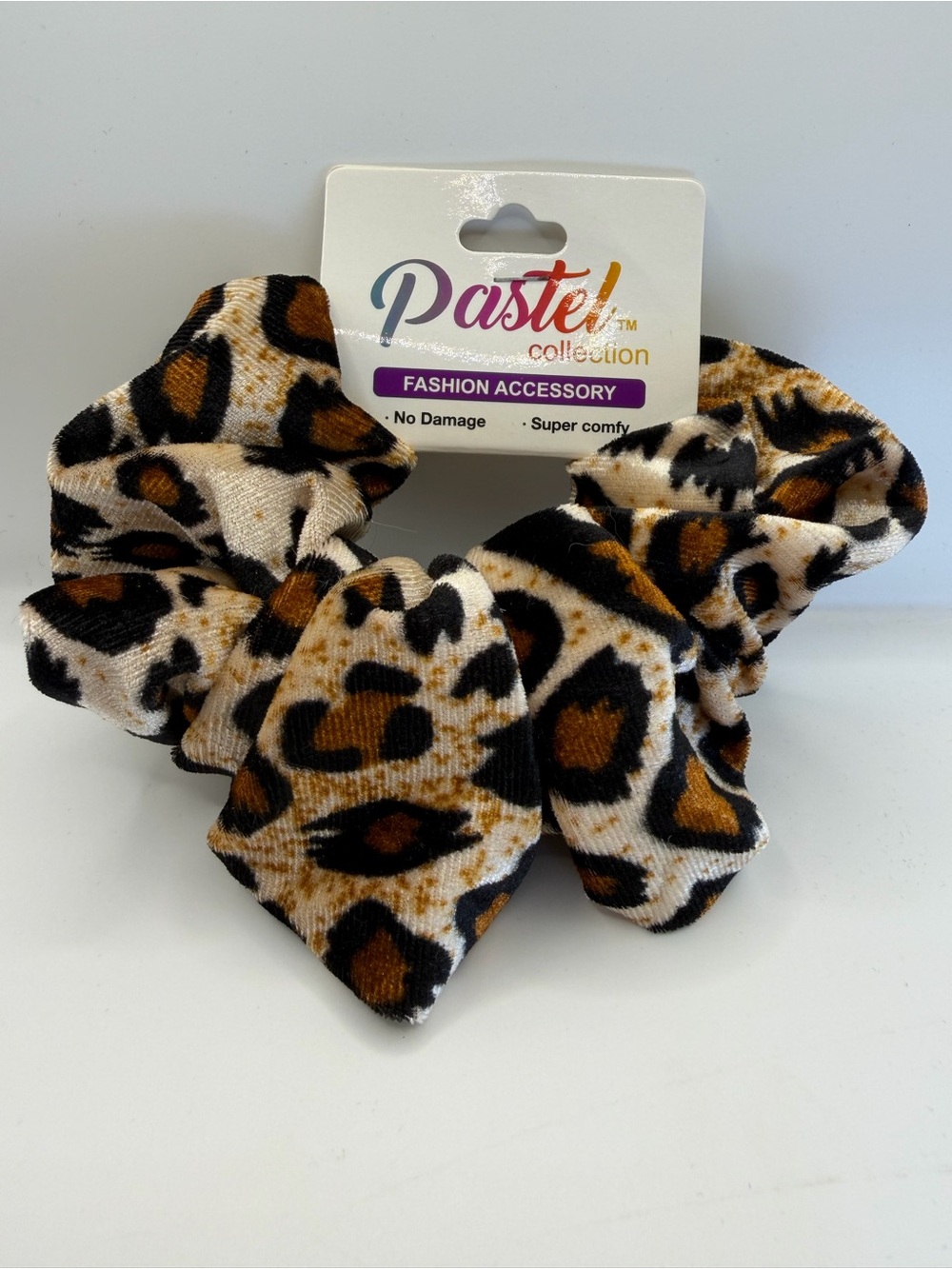 Pastel Collection Leopard Print Velvet Scrunchie Hair Tie NWT